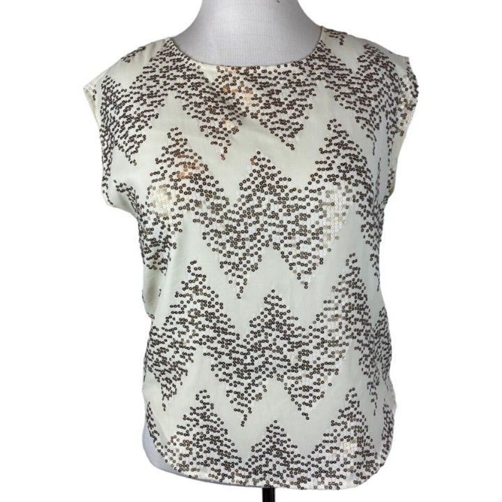 Forever 21 cream blouse with gold sequins- size M